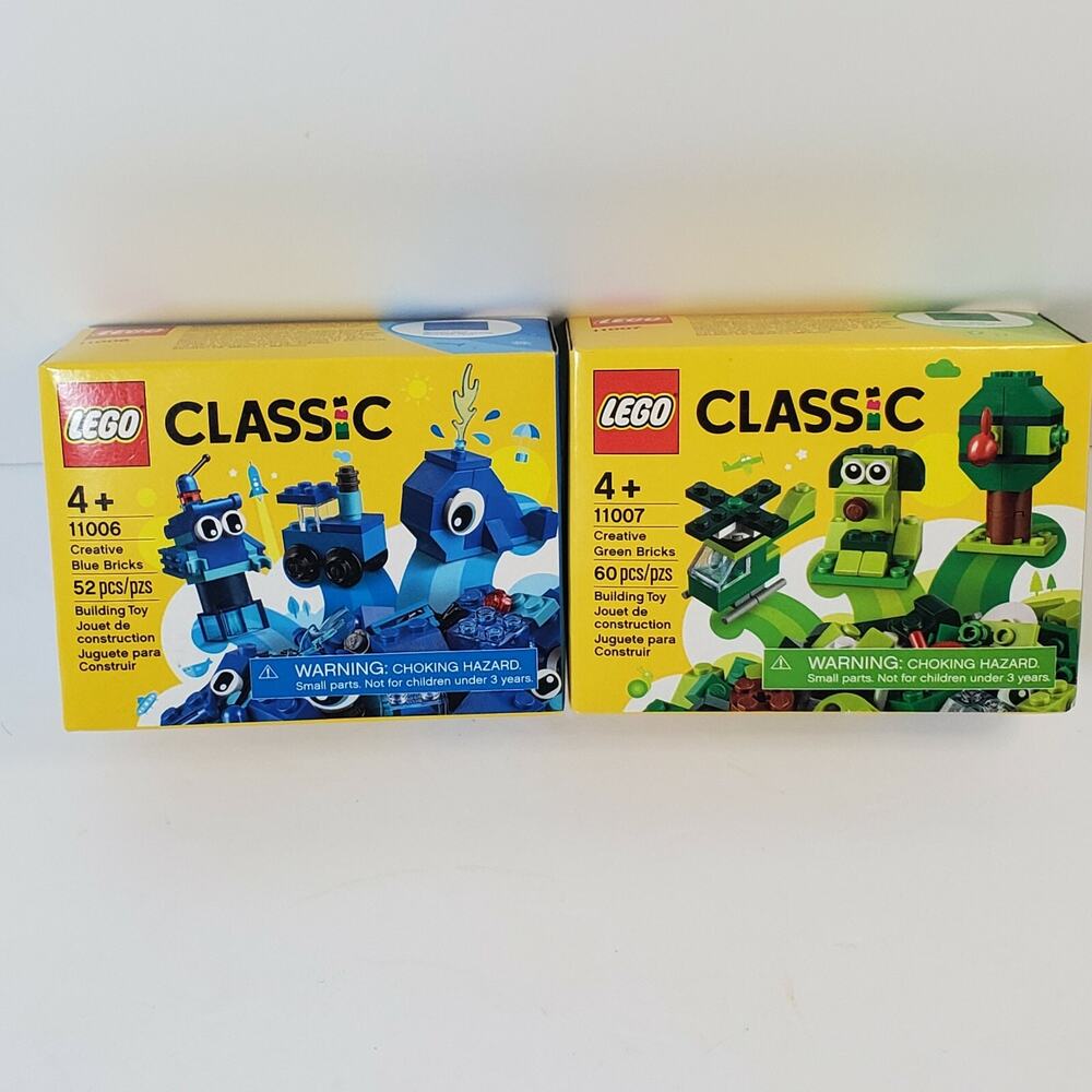 Set of 2 LEGO Classic Creative Blue Green 11006 11007 Bricks Kids Starter Sets